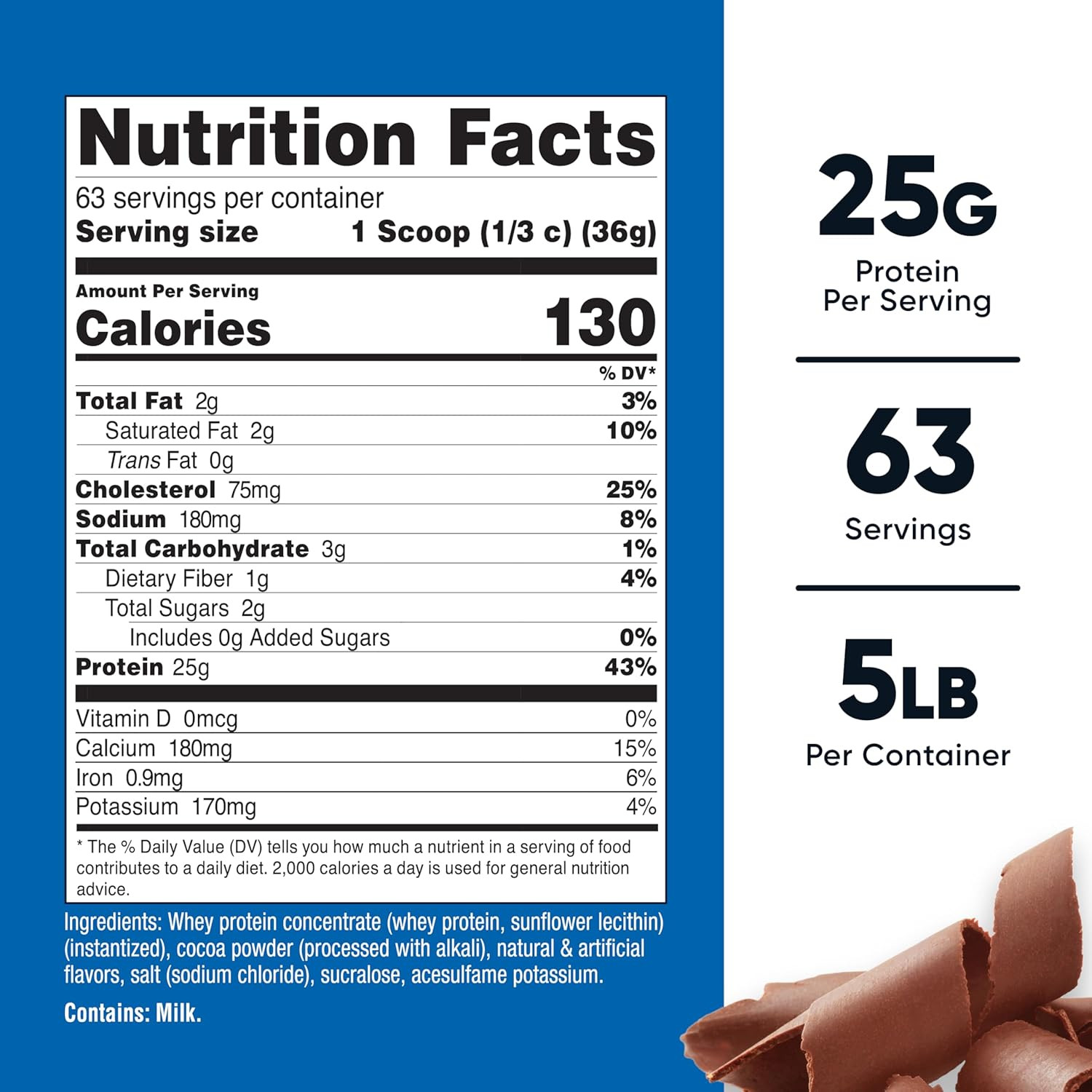 Nutricost Whey Protein Concentrate (Mil Chocolate) 5LBS, Gluten Free, 63 Serving