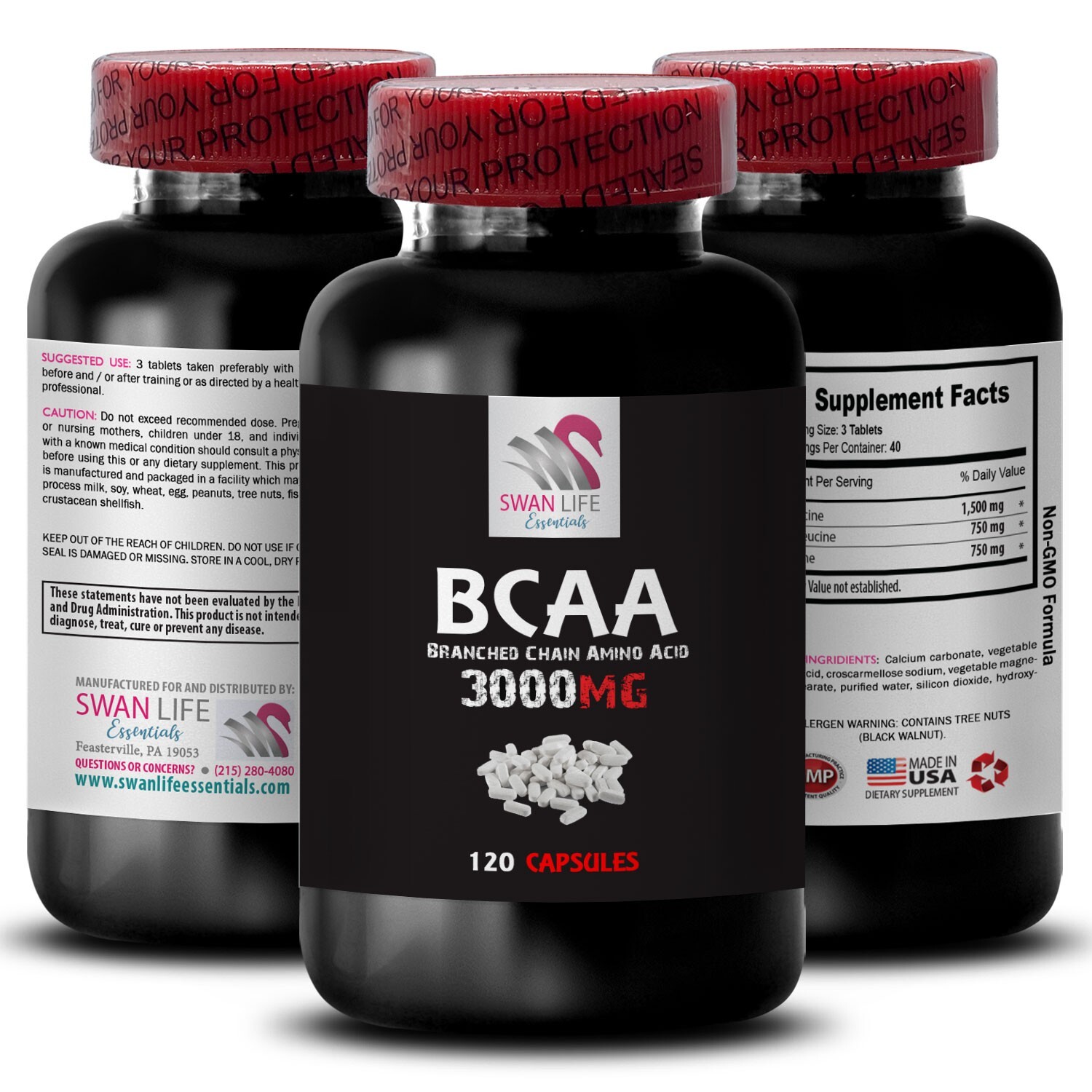 Nutritional support – BCAA 3000 – Exercise synergy 1 Bottle 120 Tablets