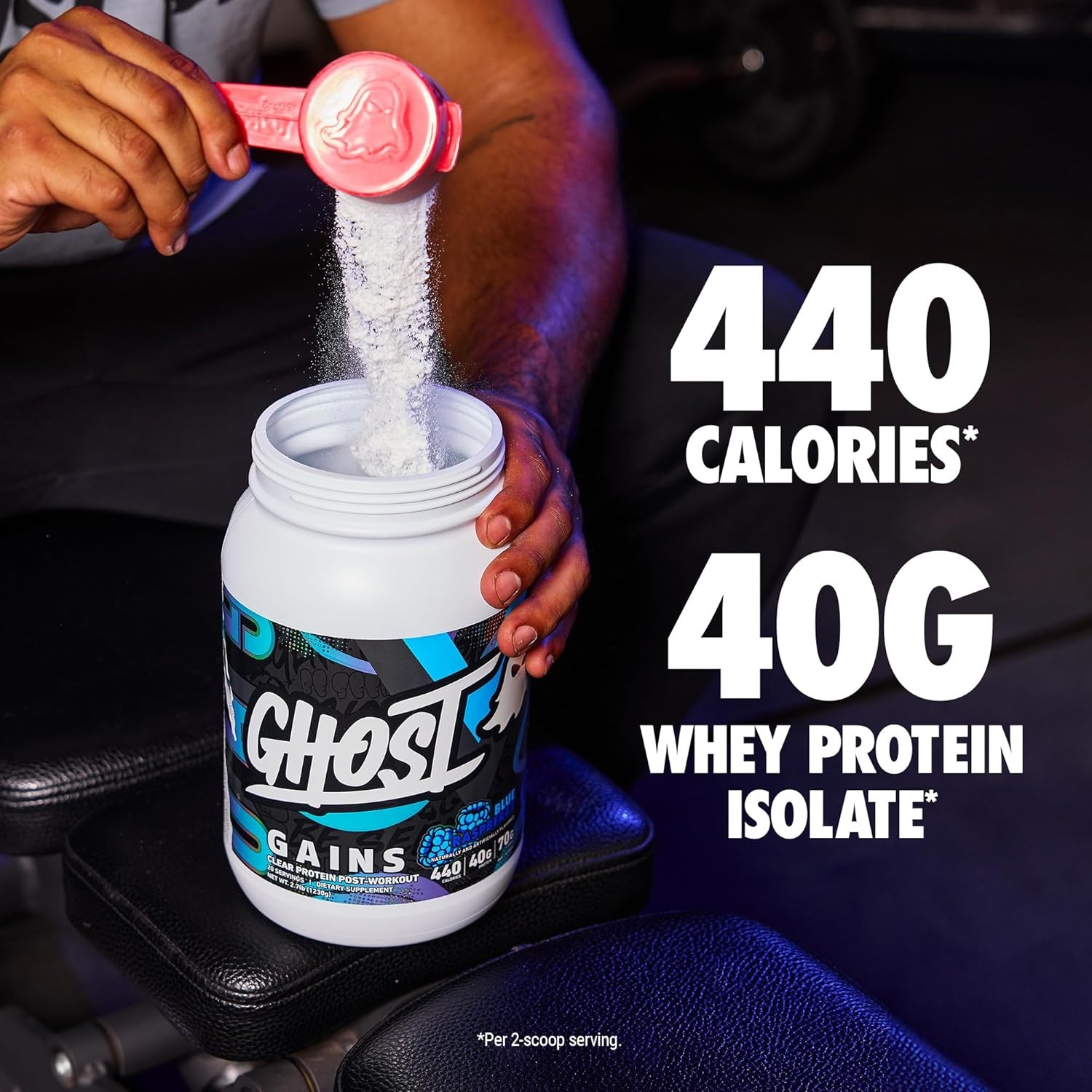 Ghost Clear Gains Mass Gainer Protein Powder 20 Servings Blue Raspberry