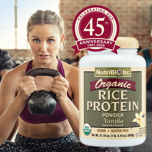 NutriBiotic Organic Rice Protein, Vanilla Protein Powder 21.16 Oz (1 Lb 5 Oz)