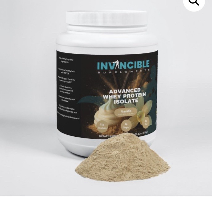 Invincible Supplements Advanced Whey Protein Isolate (VANILLA) 28.4 Oz 805g NEW!