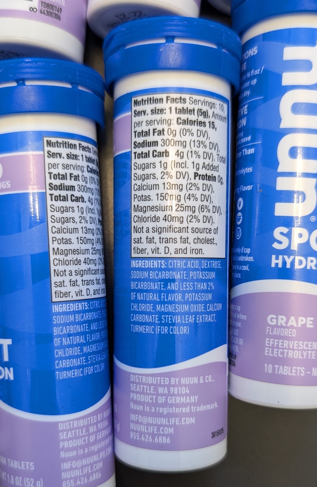 Nuun Sport Electrolyte Tablets Grape Flavor 8 tubes Exp 10/2026
