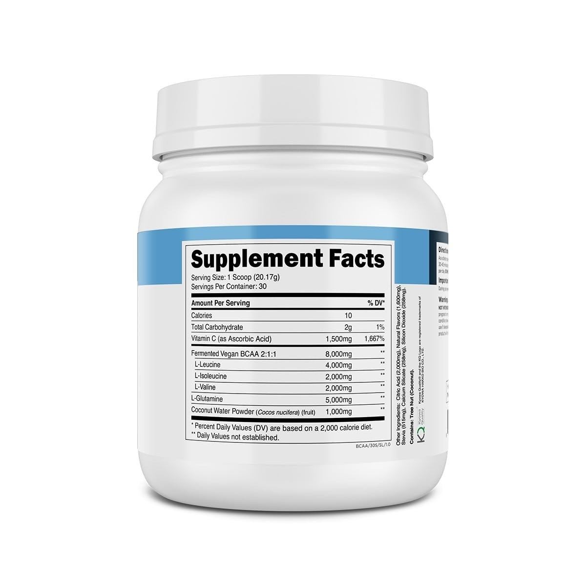 BCAA Glutamine Powder 8000mg – Muscle Recovery, Growth & Endurance – 30 Servings