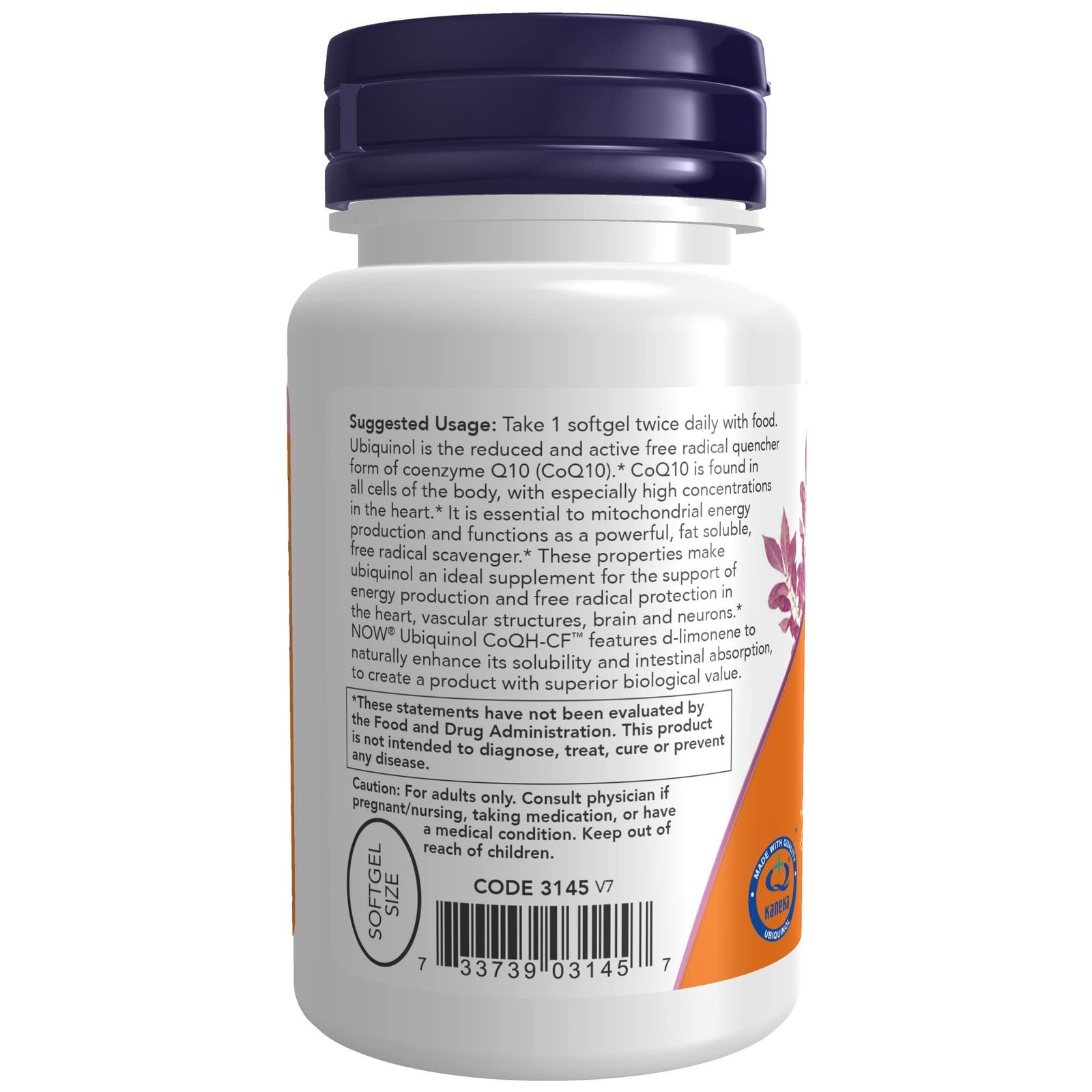 NOW Foods Supplements, Ubiquinol CoQH-CF™ 60 Count (Pack of 1), Amber Fill