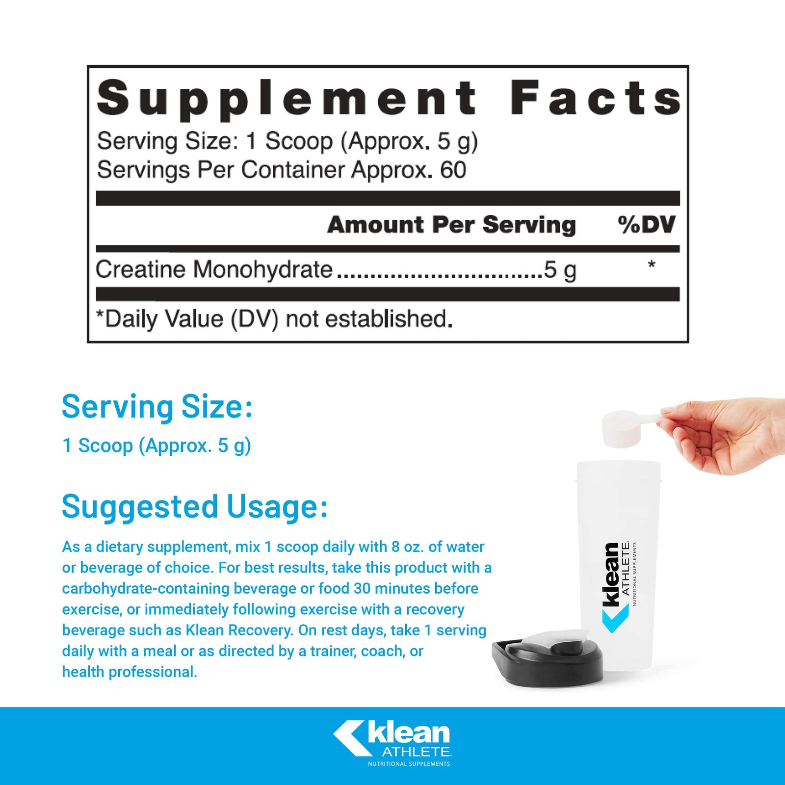 Klean Athlete Creatine – Supports Muscle 11.1 Ounce (Pack of 1)