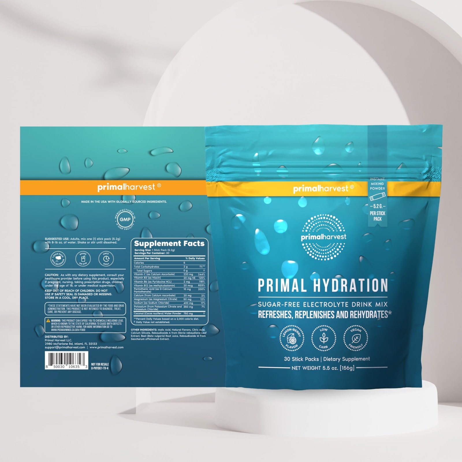 Primal Harvest Electrolytes Powder Packets 5.5 Ounce (Pack of 1)