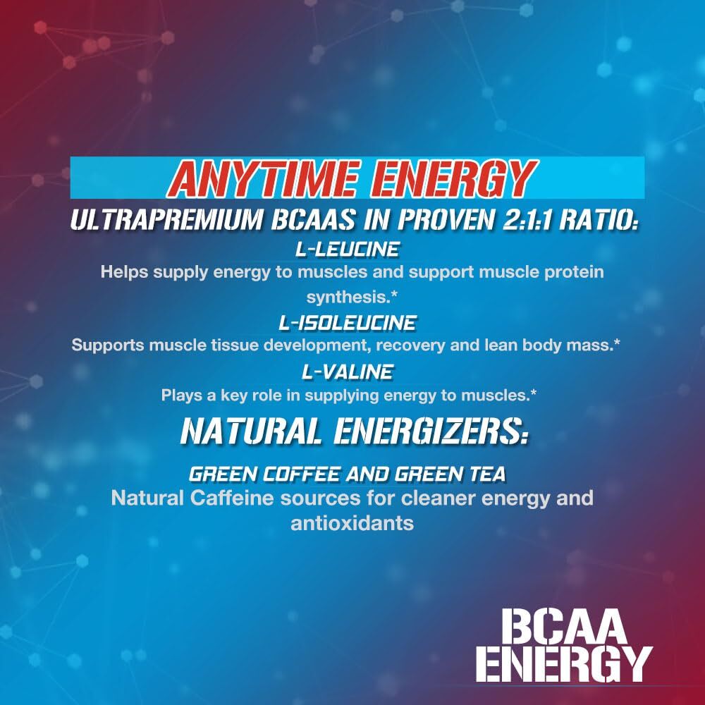 EVL BCAA Energy Supplement 30 Servings Preworkout Drink for Recovery and Energy