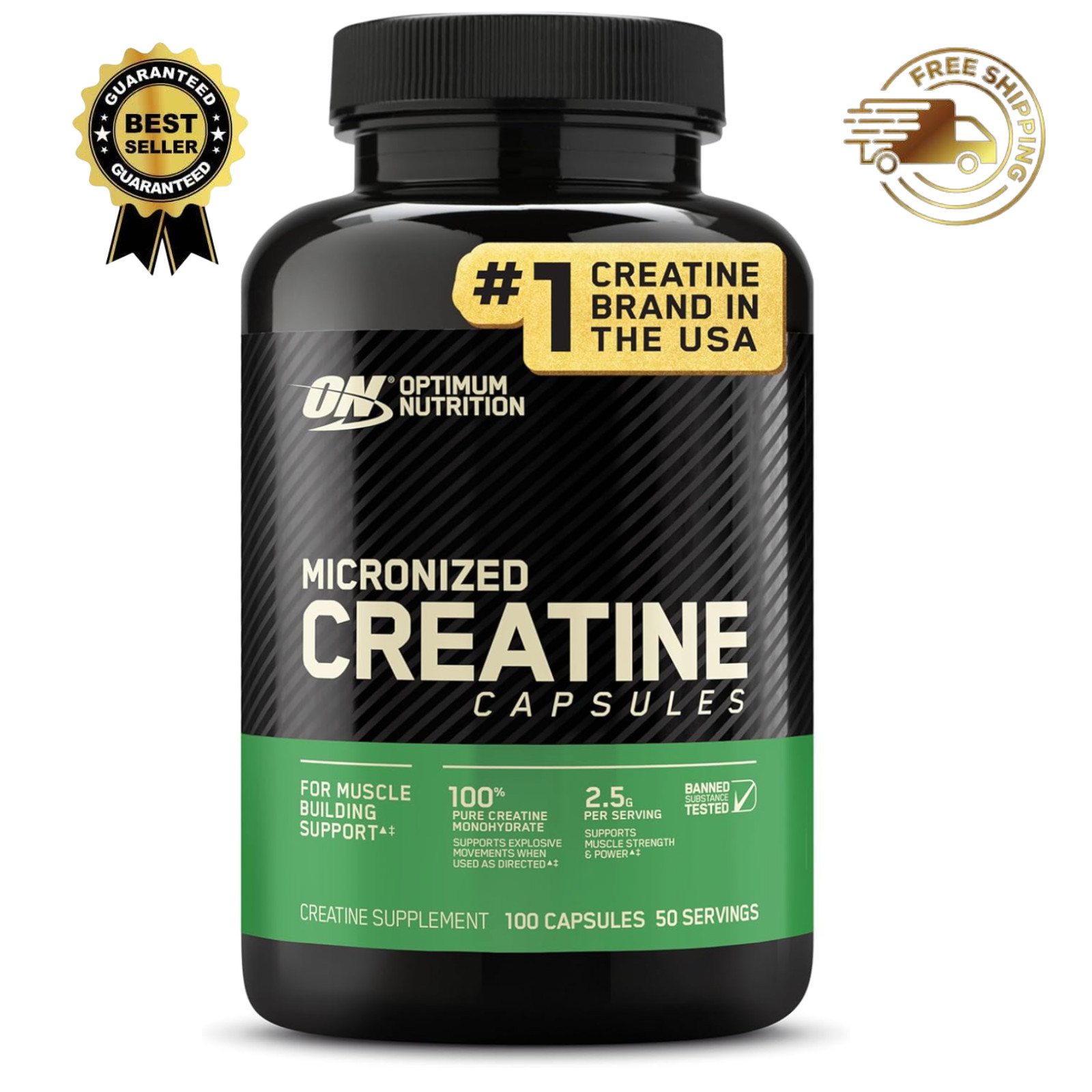 Cápsulas de creatina micronizada para apoyo al desarrollo muscular, 100 cápsulas