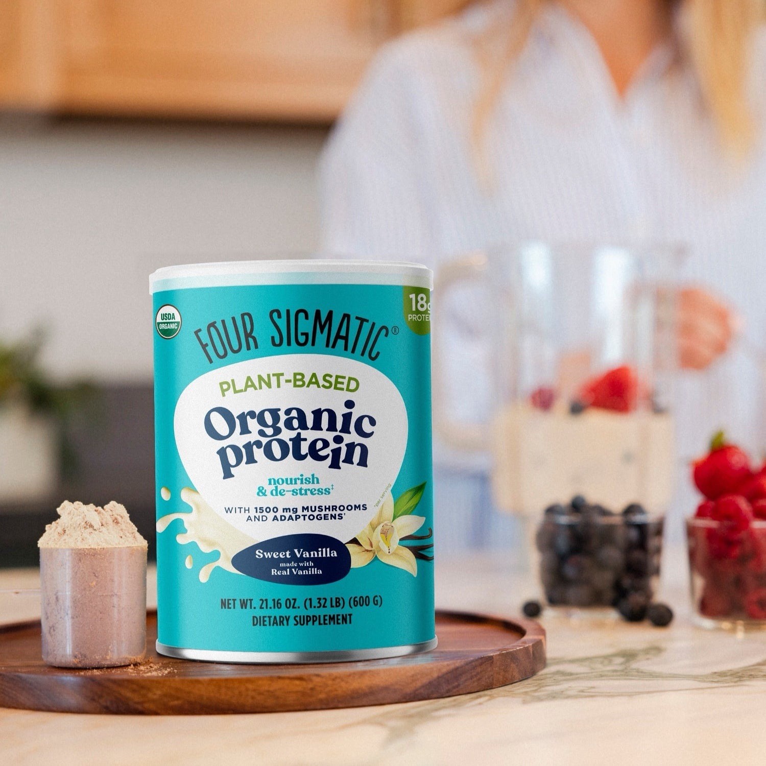 Four Sigmatic Plant-Based Organic Protein Powder Sweet Vanilla 21.16 oz 600g