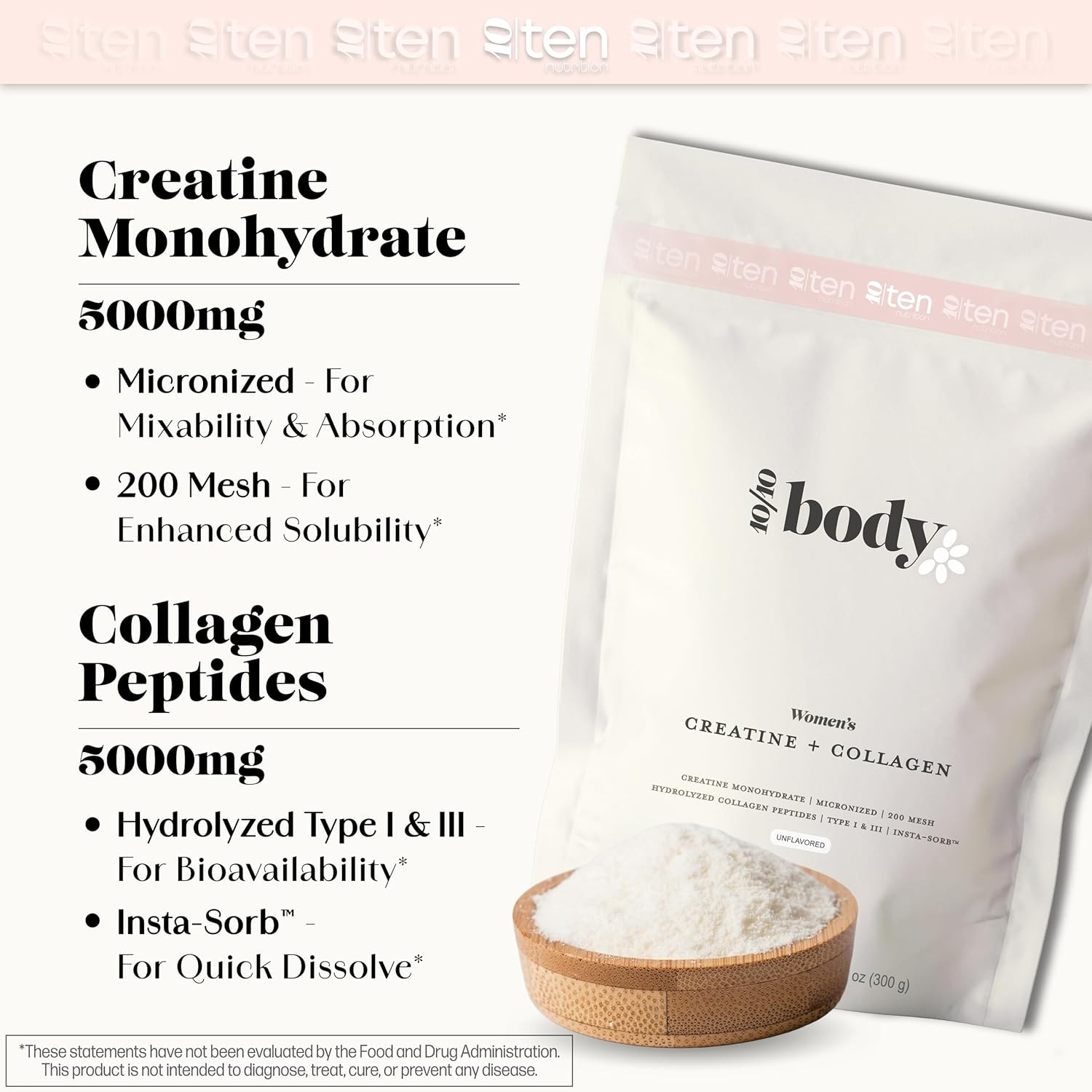 New – Creatine + Collagen for Women – Supports Lean Muscle Growth & Development,