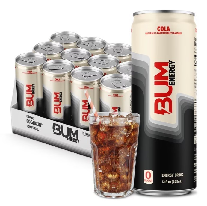 BUM Energy Drink Cola 112mg Natural Caffeine 12 oz 12 Pack, Flash Sale