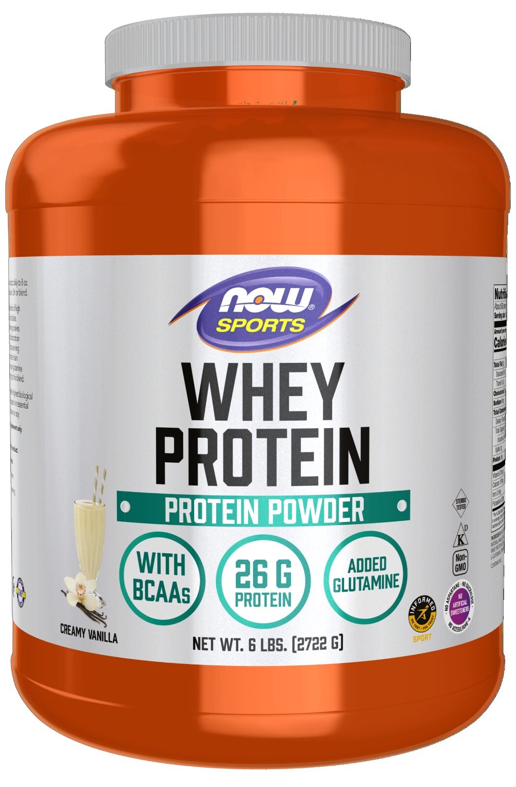 NOW Sports Whey 26g Protein Powder 6lbs (Creamy Vanilla)
