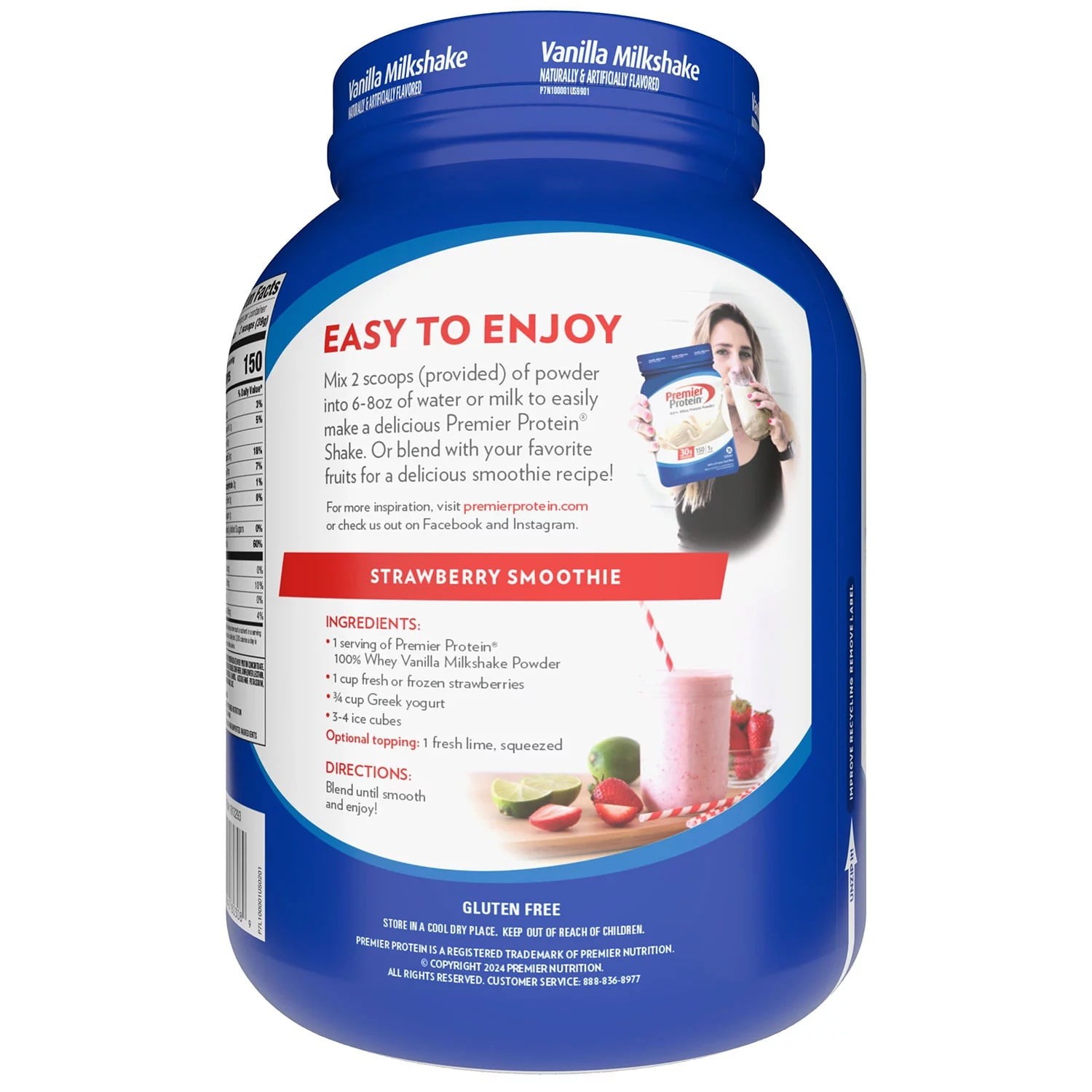 Premier Protein 30g High Protein Powder, Vanilla Milkshake, 3 Pounds