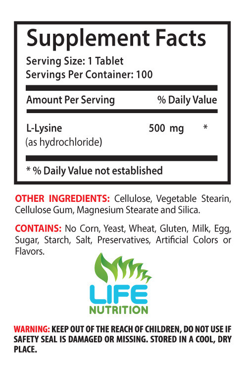 energy boost and focus supplement – L-LYSINE 500MG 1B – l-lysine caplets