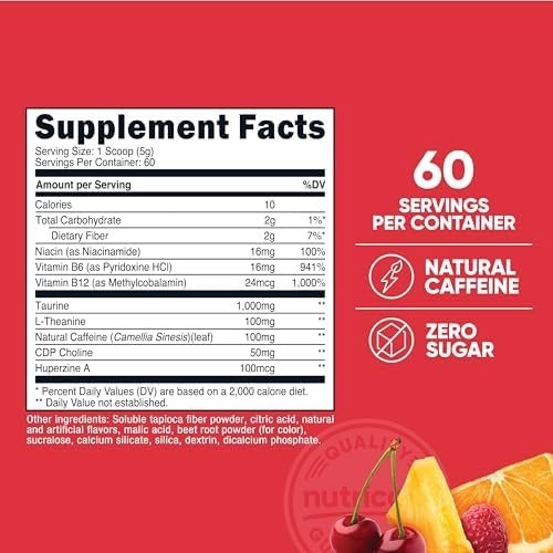 Nutricost Energy Complex (Fruit Punch) (60 Servings) – Clean Energy Powder, 300g