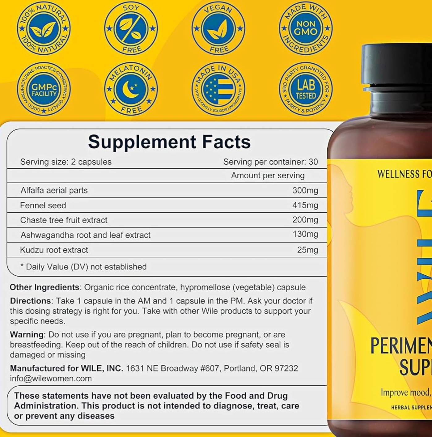 WILE PERIMENOPAUSE SUPPORT Mood & Sleep 60 Capsules (30 Servings) BEST BY 08/26