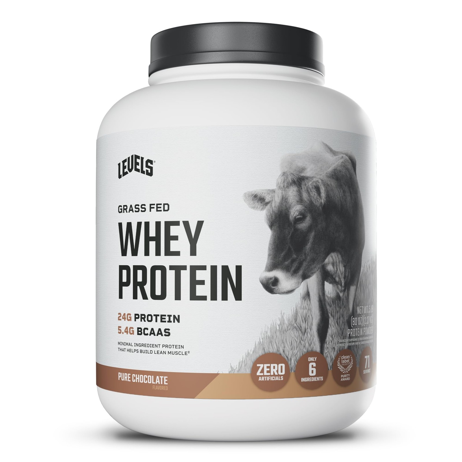 Levels Grass Fed Whey Protein Powder, No Artificials, 24G of Protein, Pure Ch…
