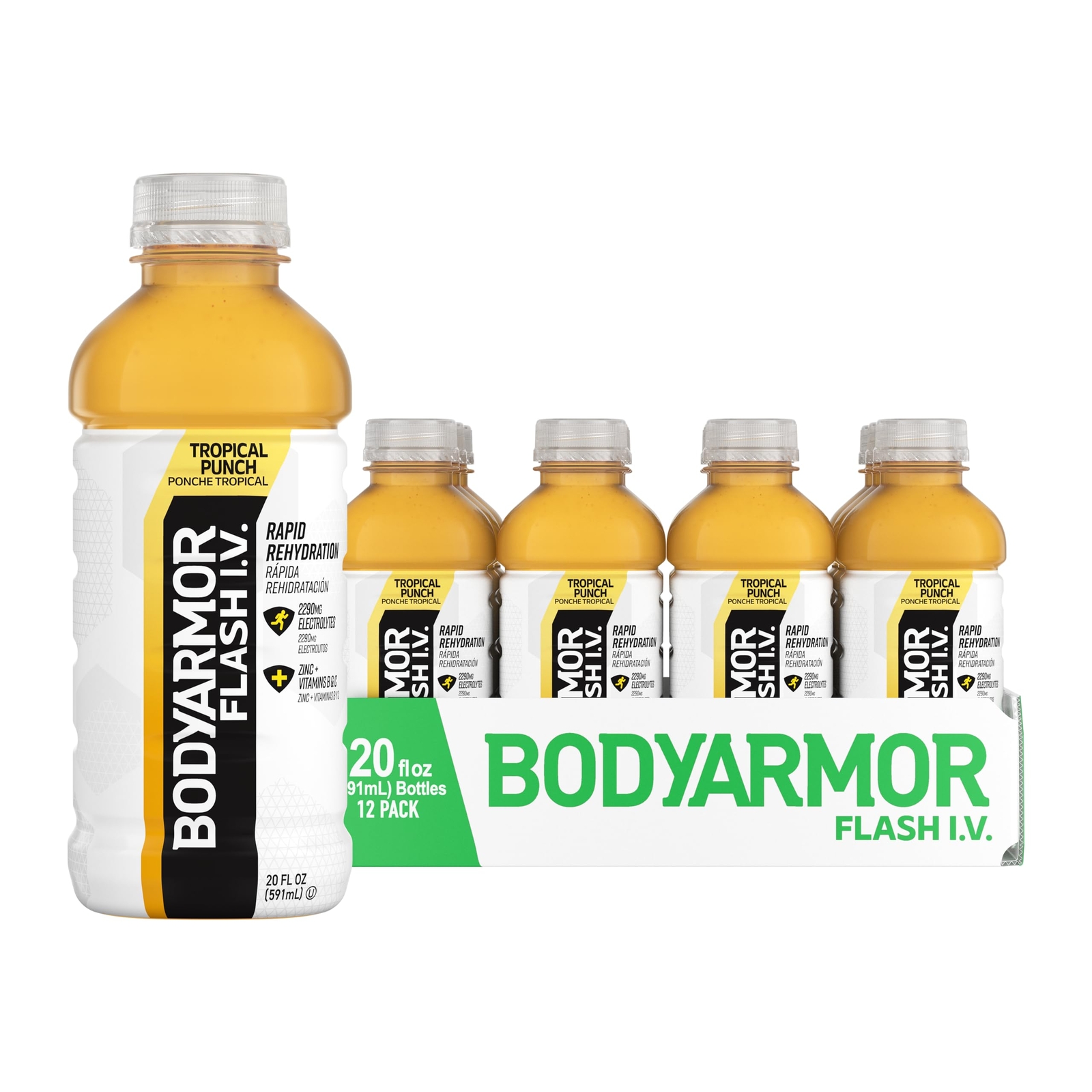 BodyArmor Flash IV Coconut Water Drink Pack of 12 Immunity Hydration 20 Oz