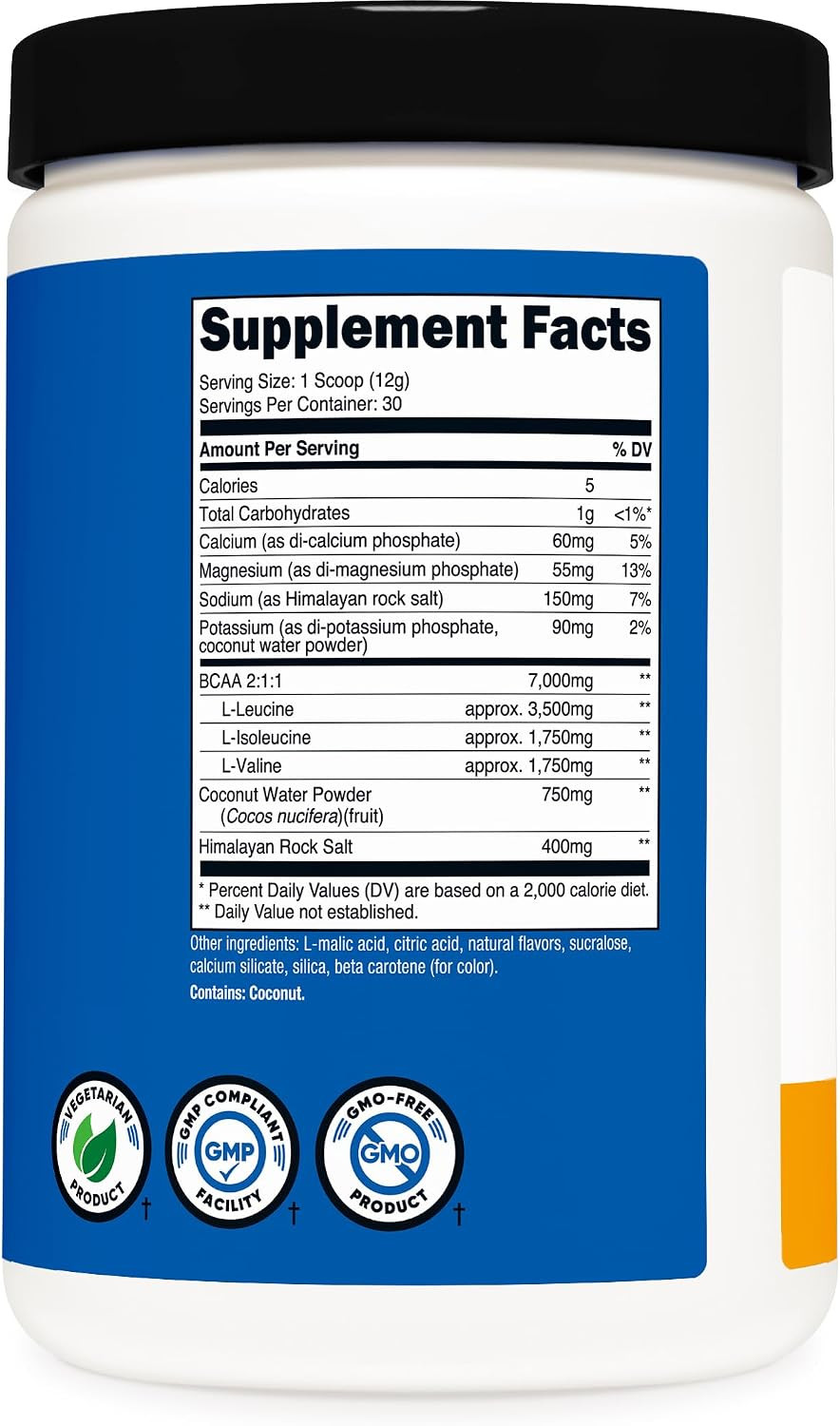 BCAA + Hydration Powder (Peach Mango) 30 Servings – Branched Chain Amino Acids w