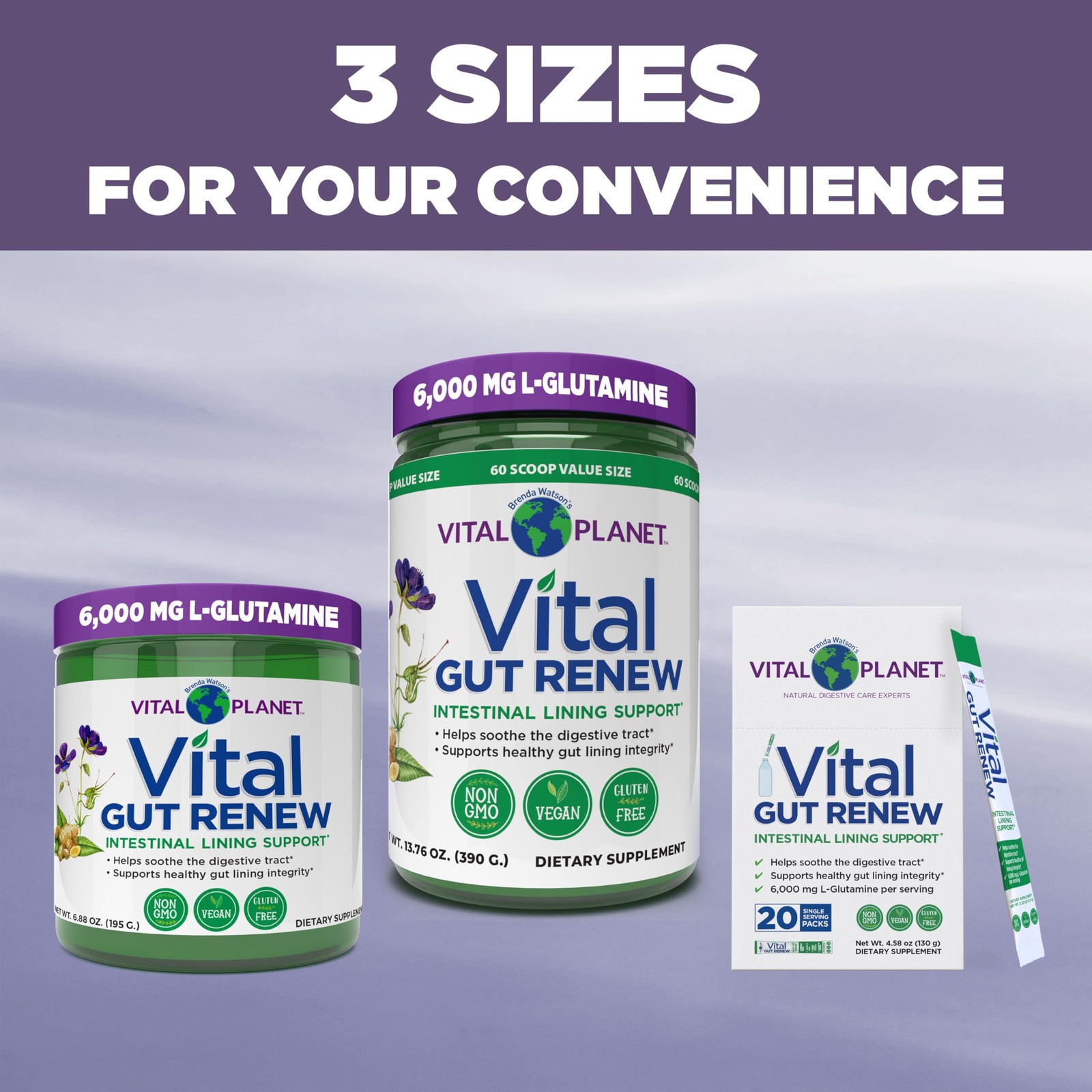 Vital Gut Renew Powder Supplement for Leaky Gut Repair with L-Glutamine,