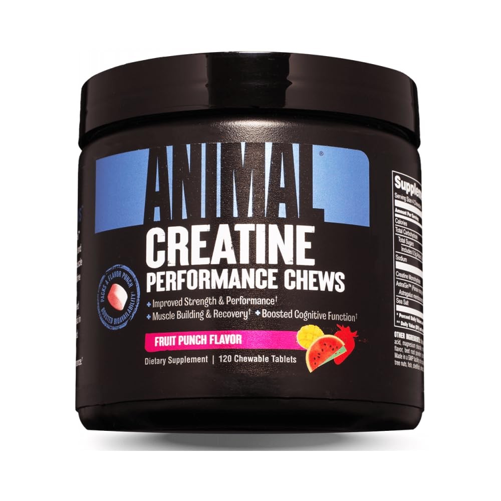 Animal Creatine Chews Tablets – Enhanced 120 Count (Pack of 1), Fruit Punch