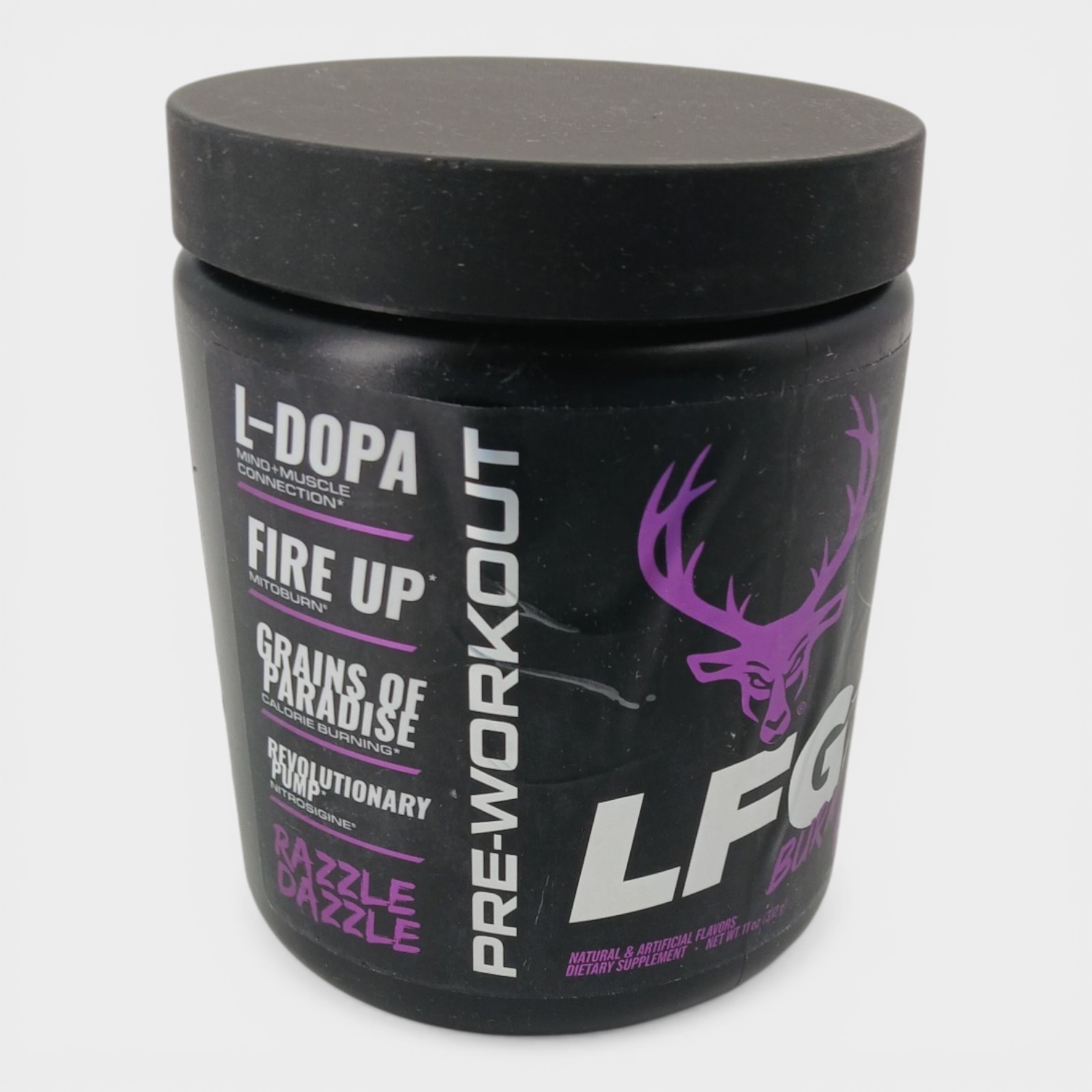 Bucked Up Burn Pre-Workout Powder – Razzle Dazzle Flavor, 11 OZ.
