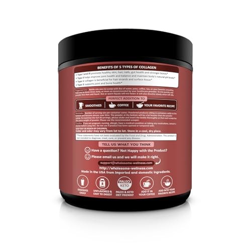 Wholesome Wellness Premium Multi Collagen Peptides Powder for Skin, Hair &