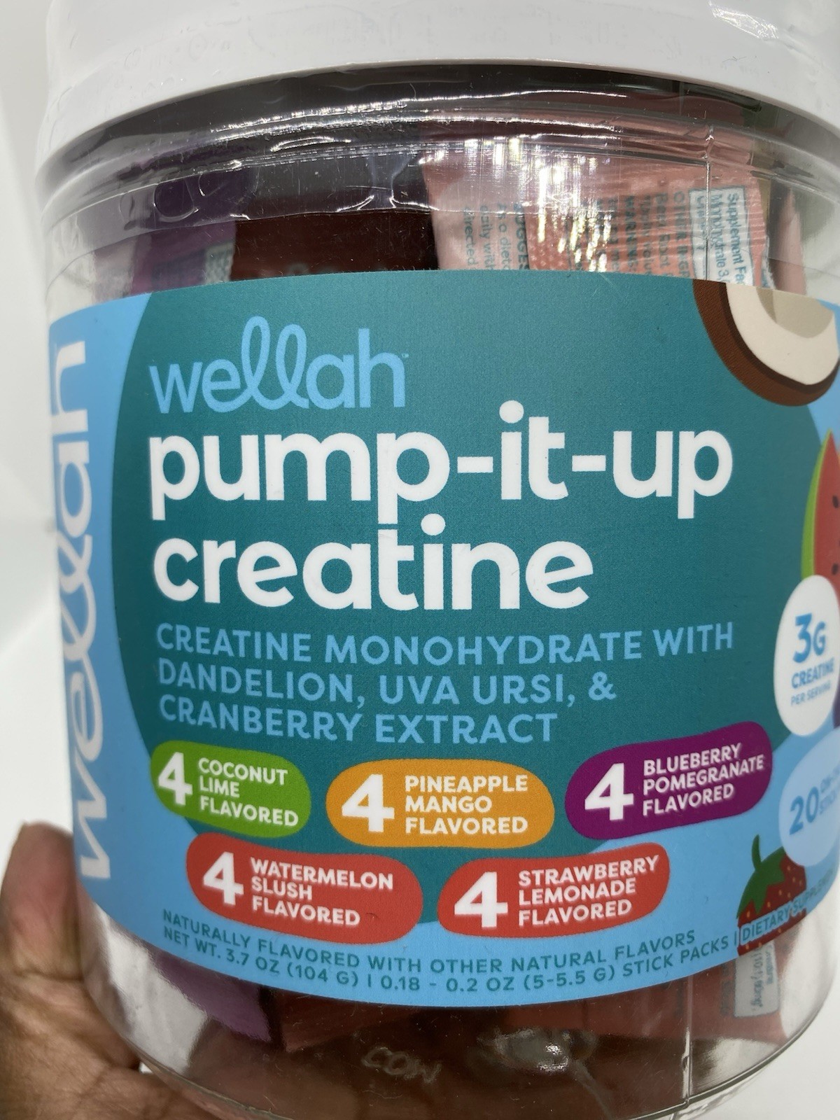 Wellah Pump-It-Up Creatine Stick Packs 20 Ct Variety Pack 3g Creatine New