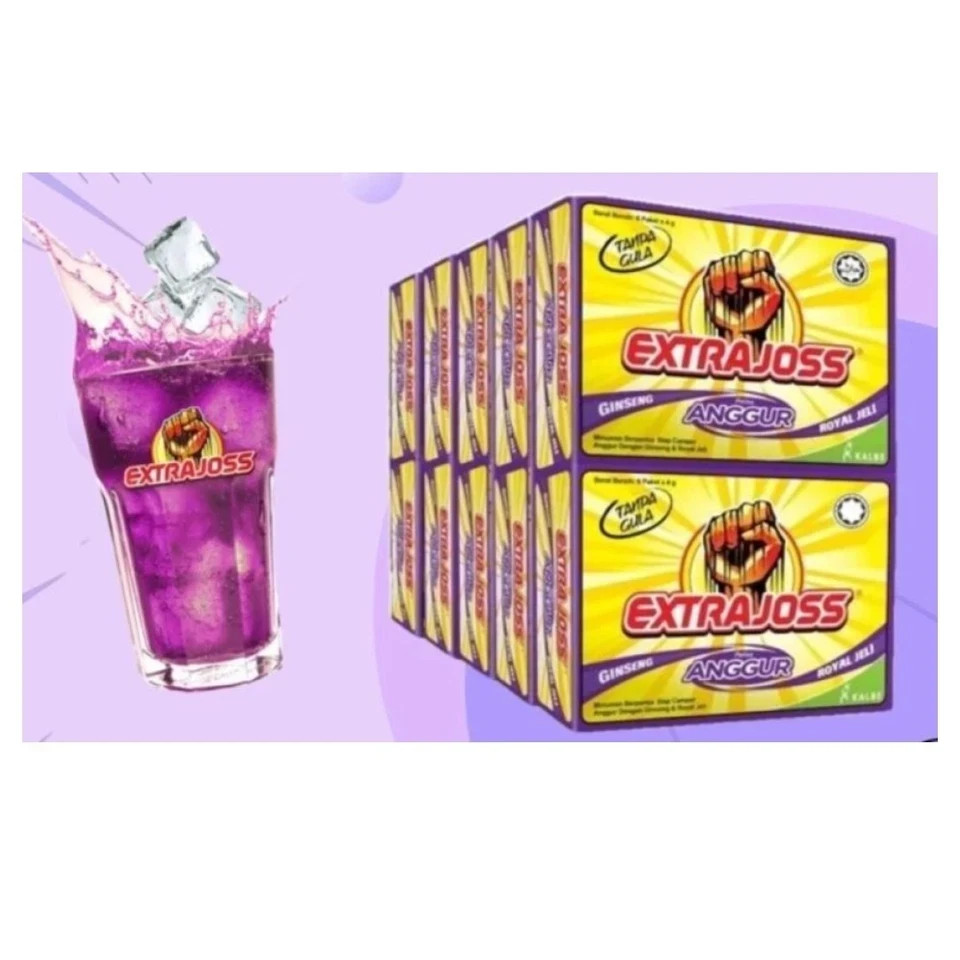 EXTRA JOSS 50 BOX (300 Sachets) Grape Flavour Sugar Free Energy Drink Powder