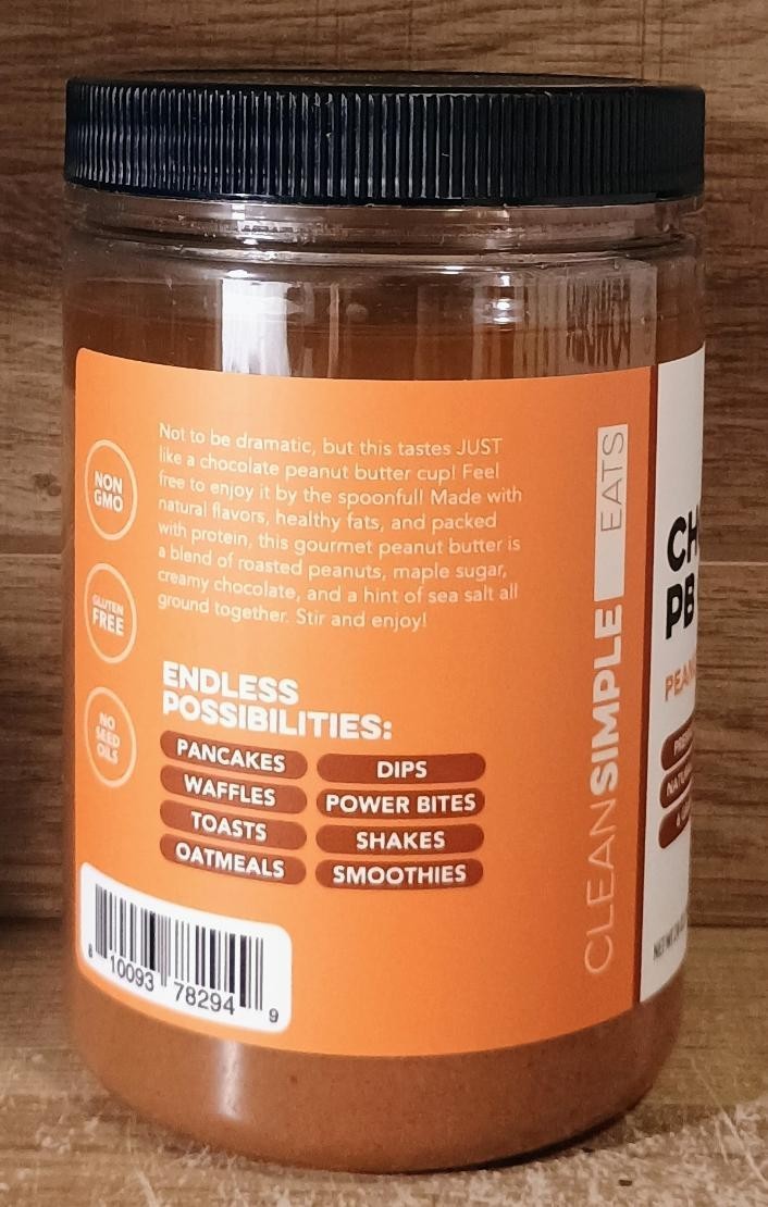 Clean Simple Eats Chocolate PB Peanut Butter Cup Flavored Nut Butter 28oz