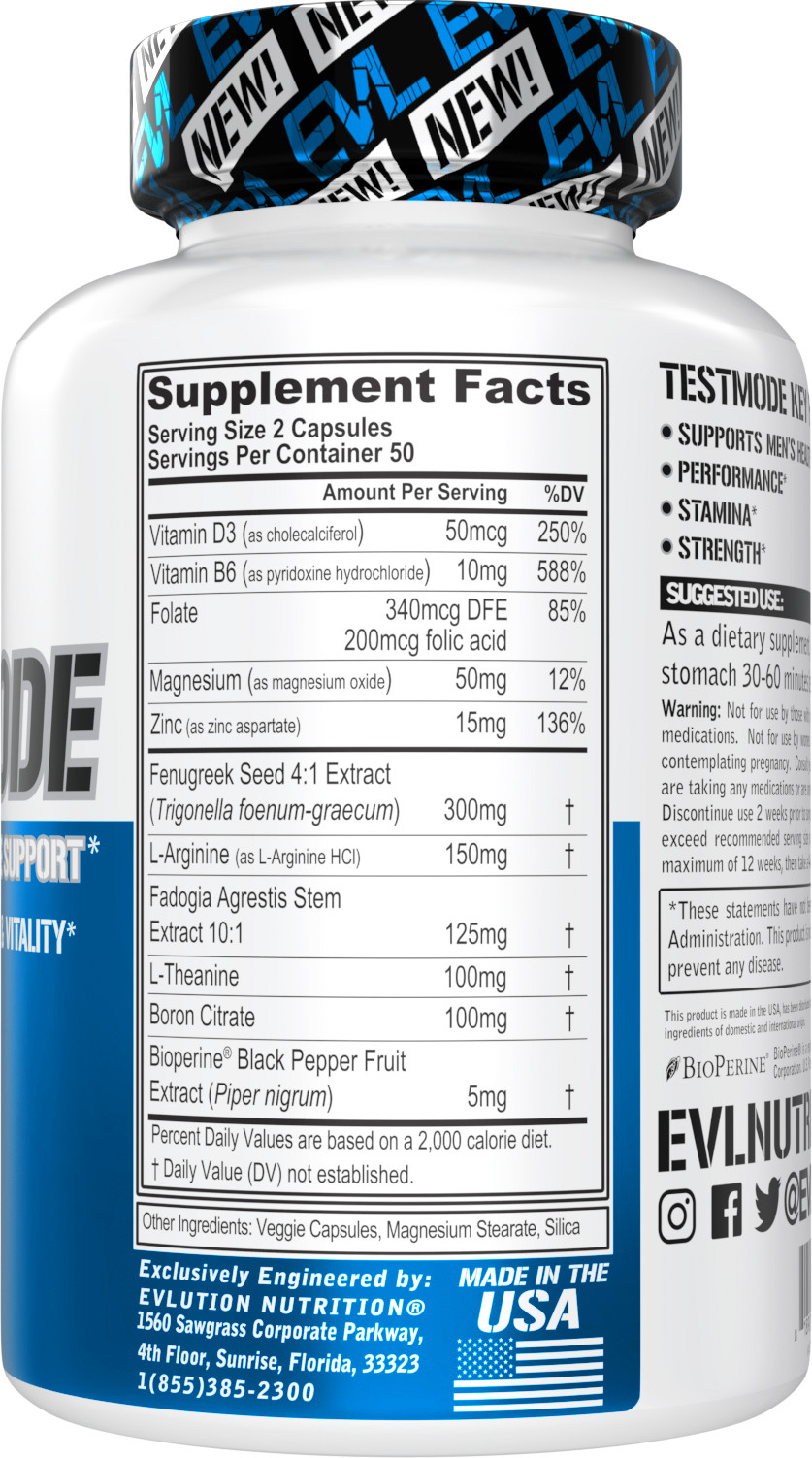 Evlution Nutrition TestMode – Natural Testosterone Booster – 50 Servings