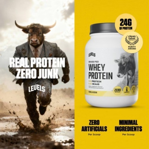 Levels Grass Fed Whey Protein Powder – Vanilla – 23.7oz