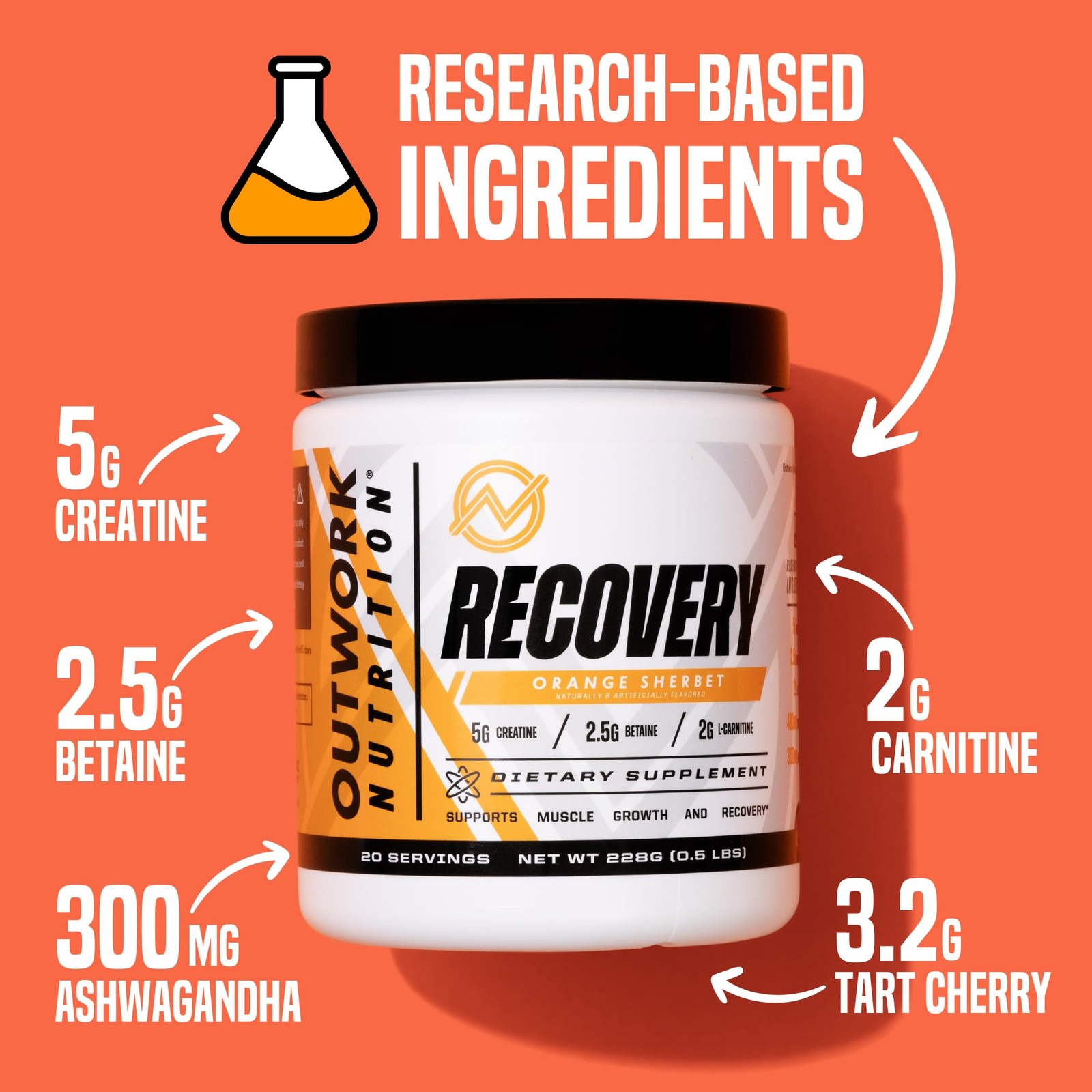 Post Workout Recovery Powder – Creatine Monohydrate, KSM-66 Ashwagandha & Tar…
