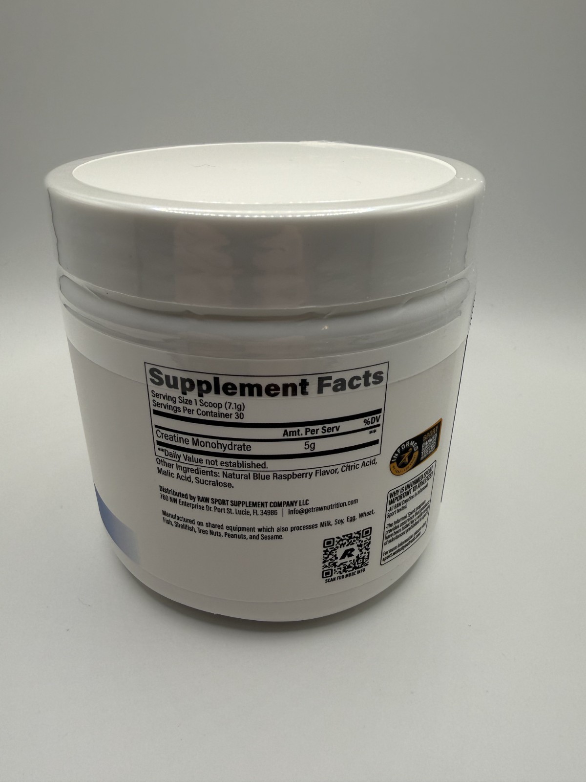 Raw Essentials CREATINE MONOHYDRATE Micronized Blue Raspberry 30 Servings – New