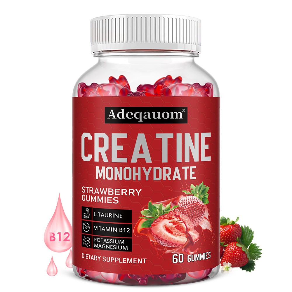 Creatine Monohydrate Support Energy Muscle Function 5000mg Strawberry 60 Gummies