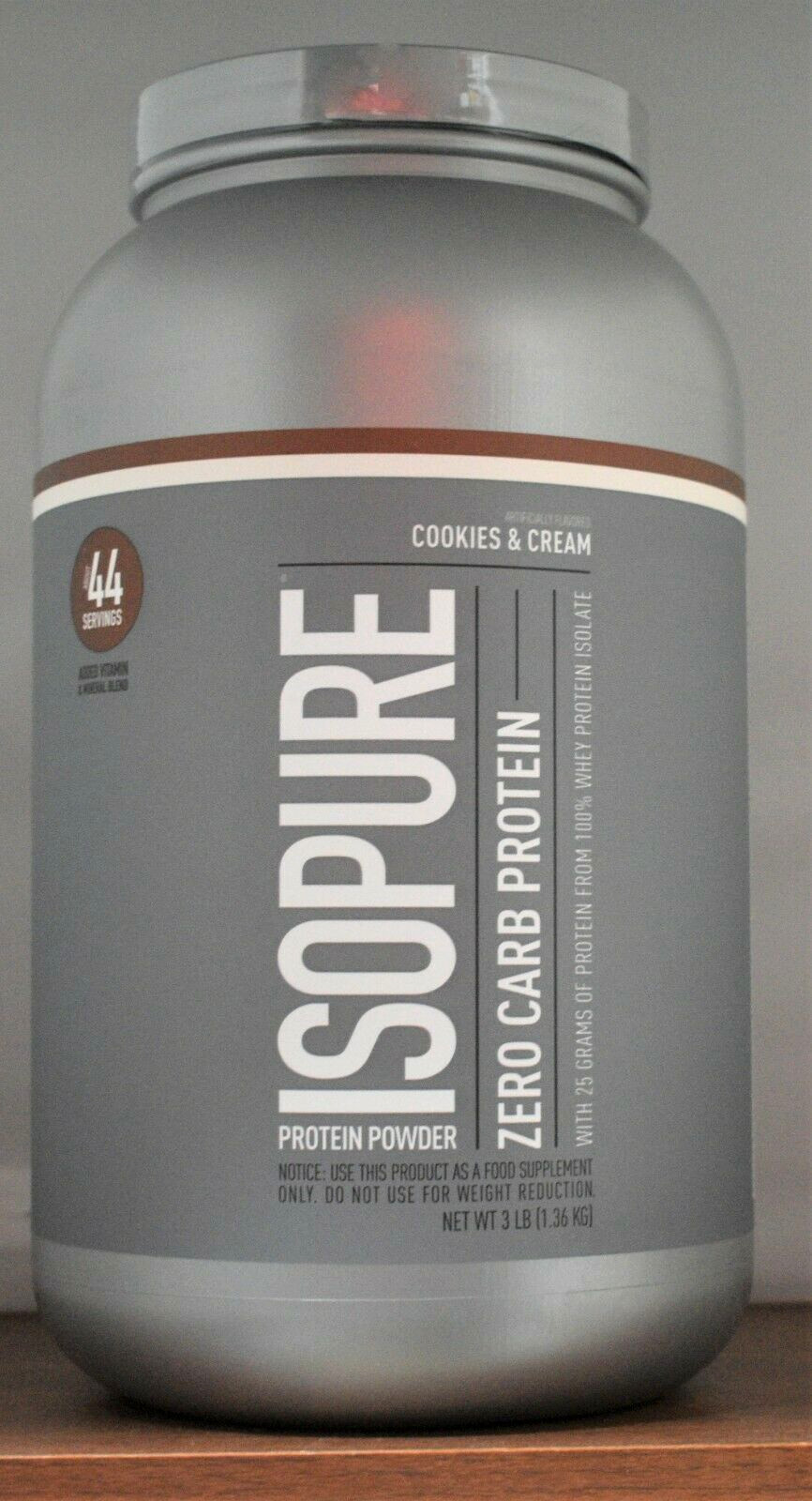 Isopure Cookies & Cream Zero Carb Protein Powder 3 lb (1.36 kg) 44 Servings