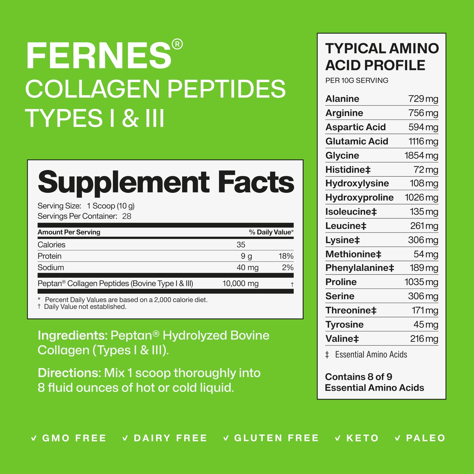 Fernes Hydrolyzed Collagen Peptides Supplement for 9.88 Ounce (Pack of 1)