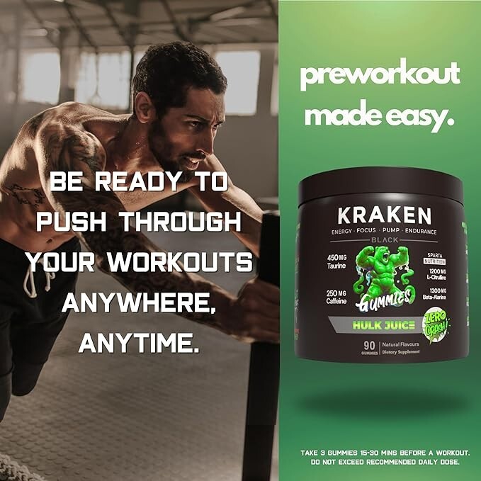 Pre workout Gummies German Engineered Energy, Focus, Pump | 30 Serves HULK JUICE