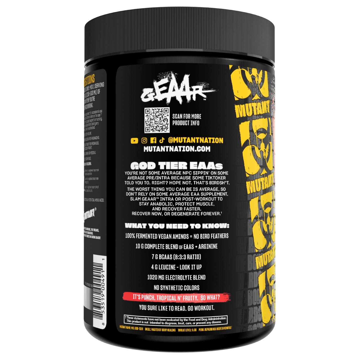 Mutant GEAAR – 9.4g of EAA Powder + Arginine, 7g 14.1 Ounce (Pack 1)