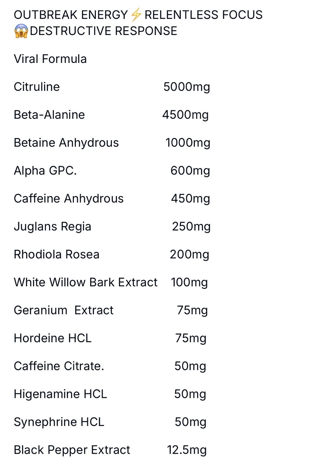 Level 3 OUTBREAK Psychedelic Pharma High Stim Pre-Workout