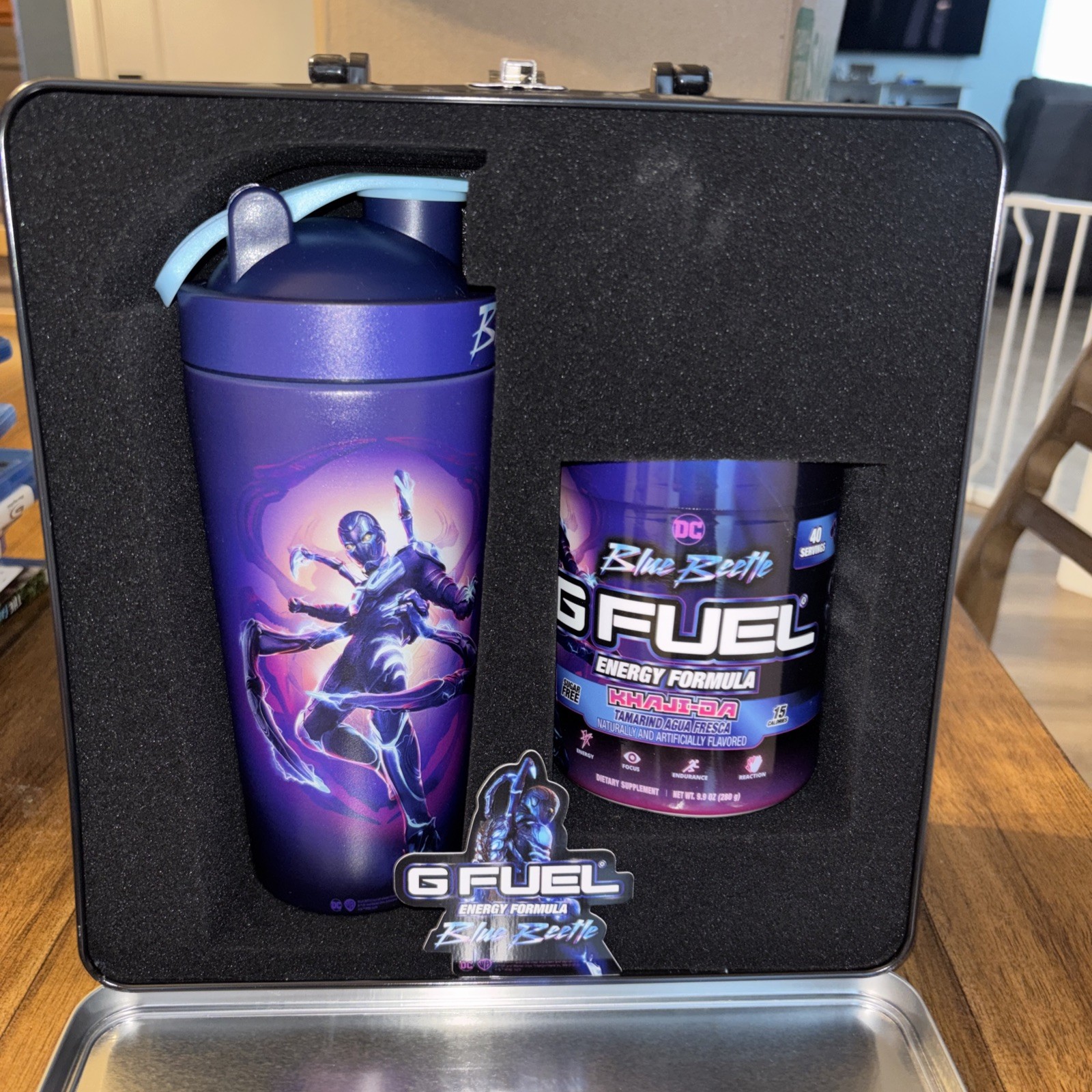 G Fuel Blue Beetle KHAJI-DA Collector’s Box – shaker, tub and sticker included