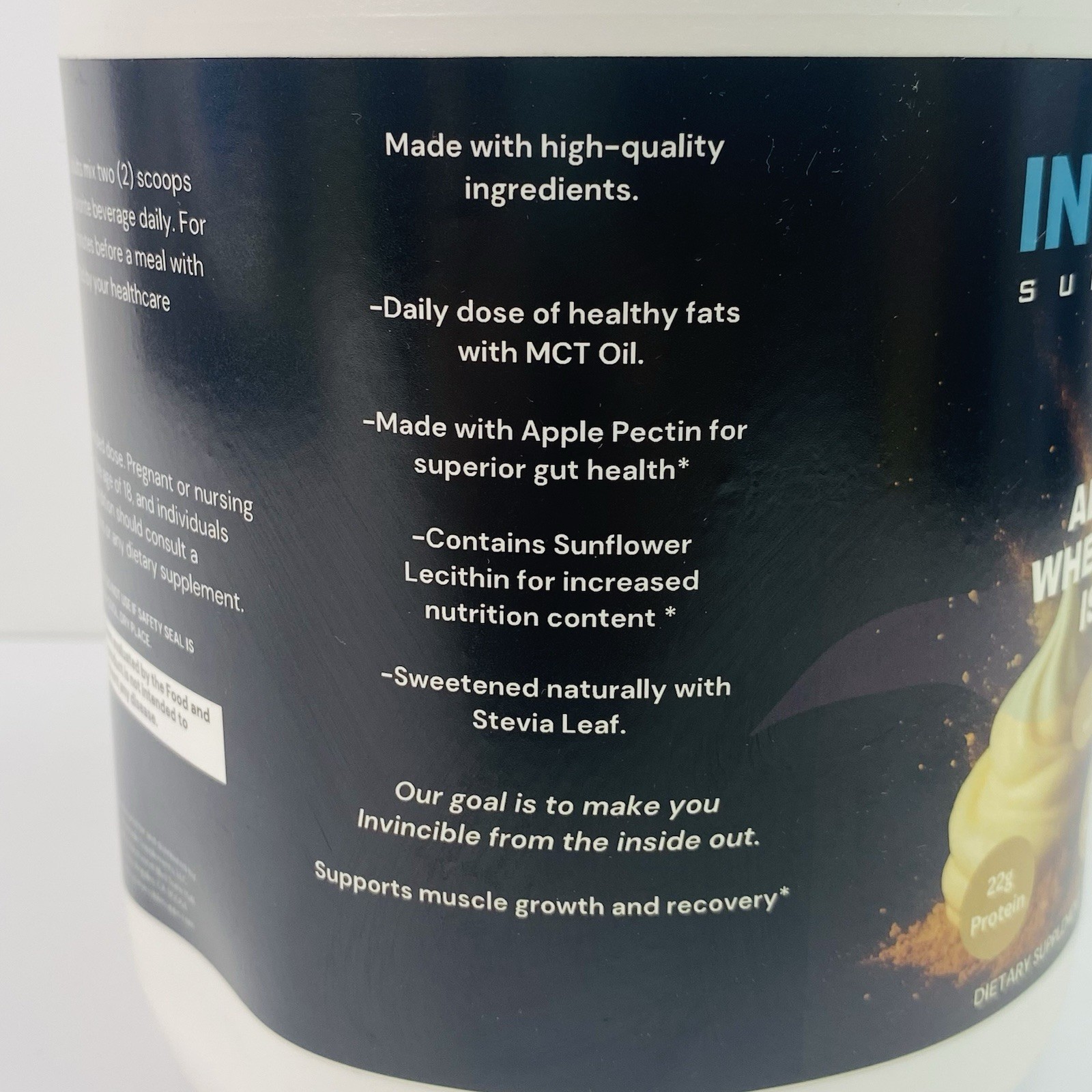 Invincible Supplements Advanced Whey Protein Isolate (VANILLA) 28.4 Oz 805g NEW!