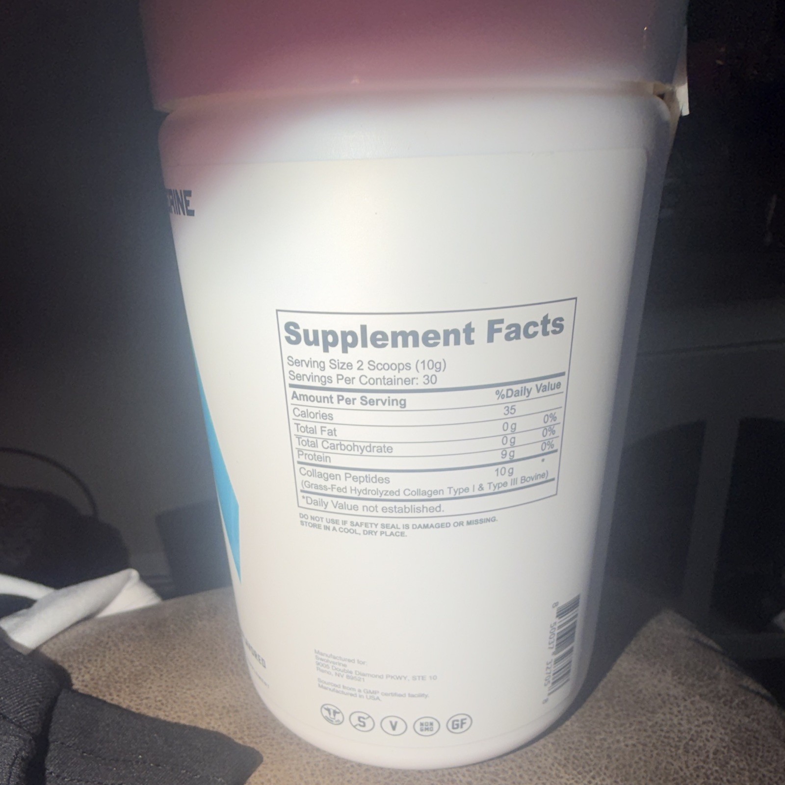 SWOLVERINE Grass-Fed Hydrolyzed Collagen Peptides Powder Unflavored 10.58 oz