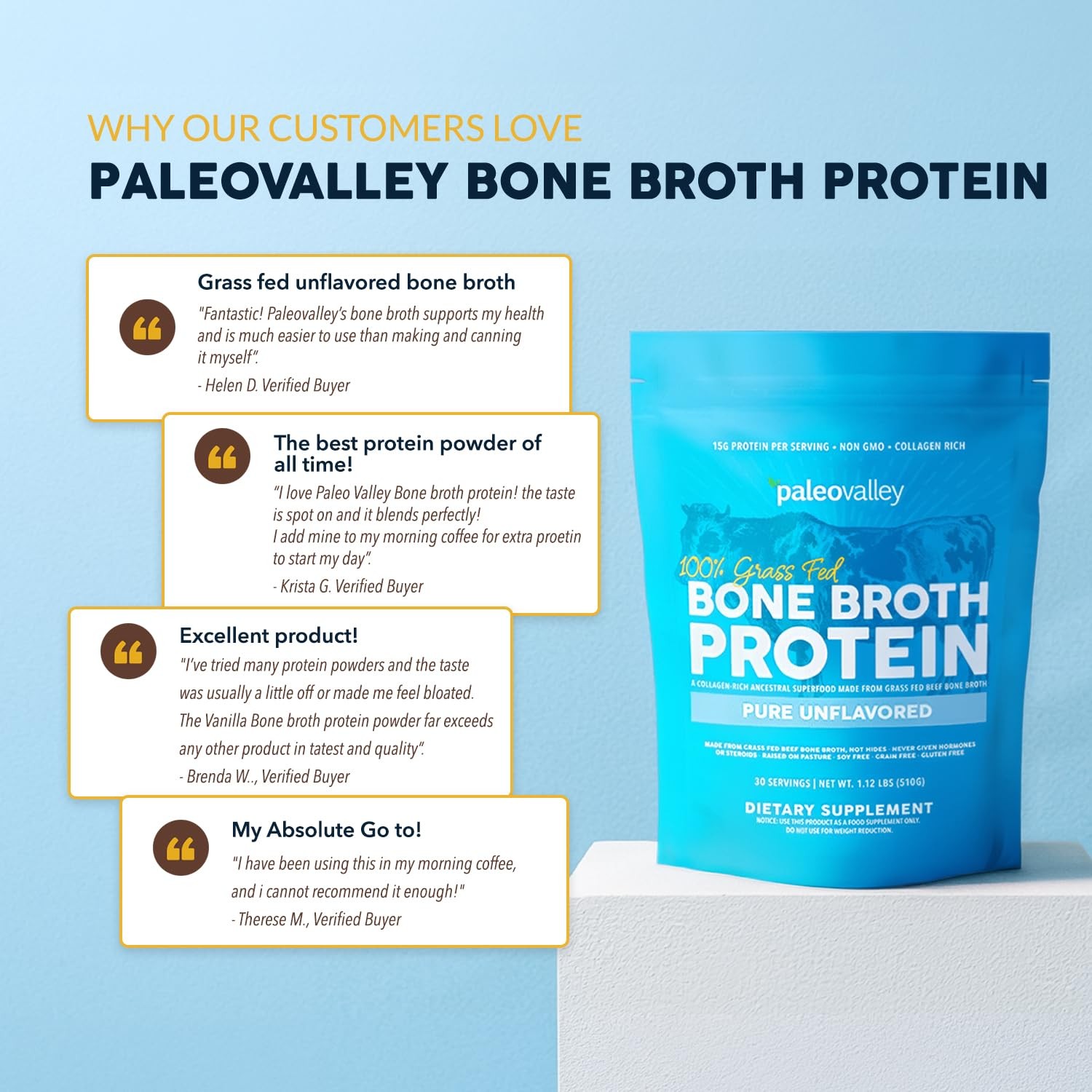 Paleovalley 100% Grass Fed Bone Broth Protein Powder, 1.05 Pound (Pack of 1)
