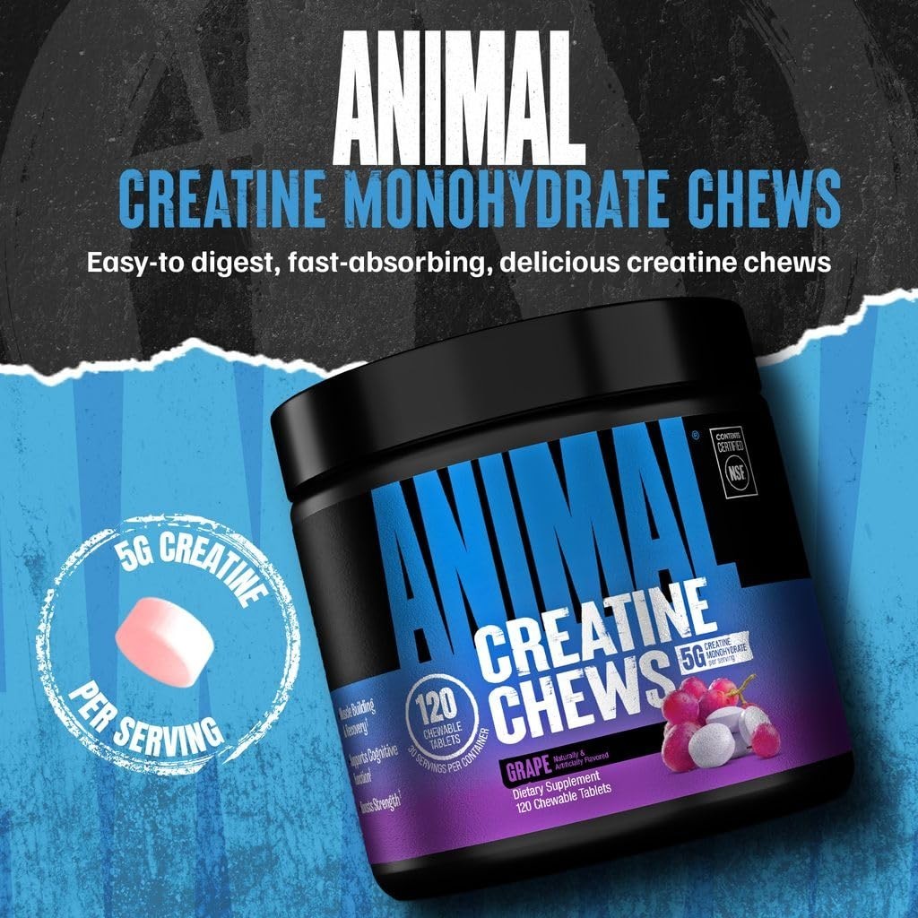 Creatine Chews 5g – Monohydrate Tablets for Strength, Power & Recovery – 120 Cou
