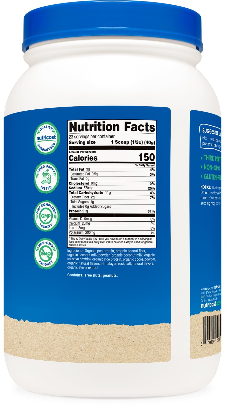 Nutricost Organic Vegan Protein Peanut Butter Chocolate (2 LB)