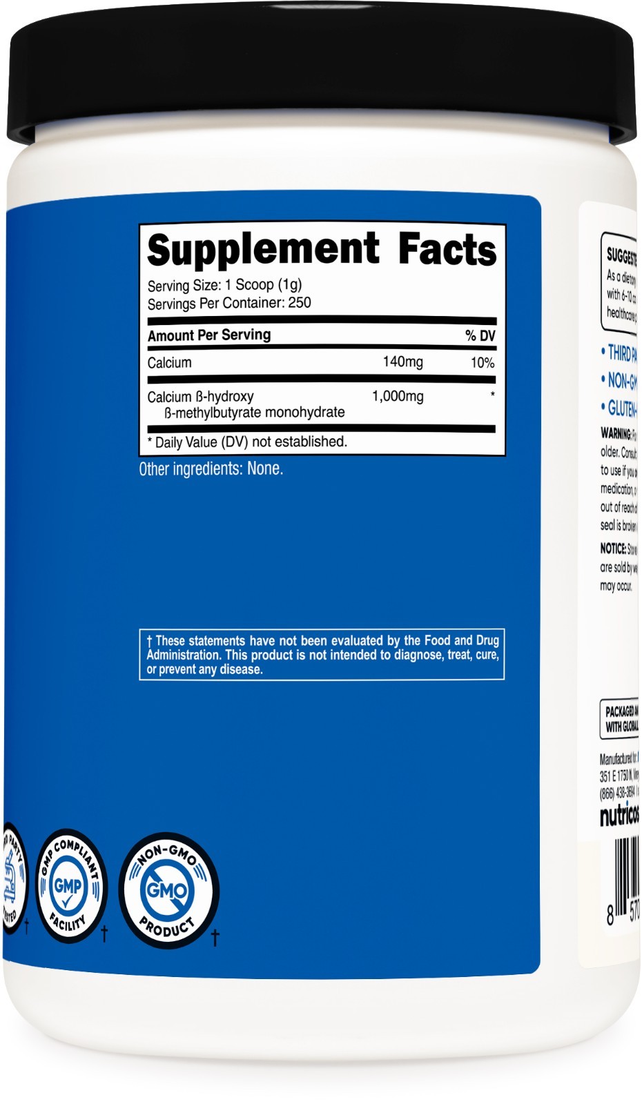Nutricost HMB Powder (Beta-Hydroxy Beta-Methylbutyric) 250 Grams