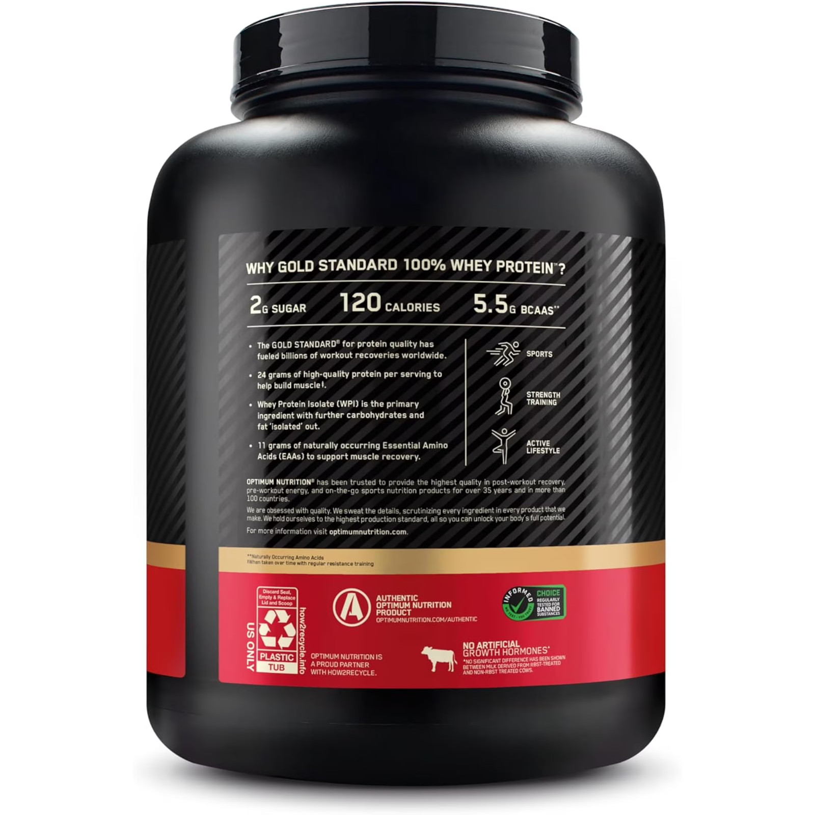 Optimum Nutrition 100% Whey Gold, Strawberry, 5lb