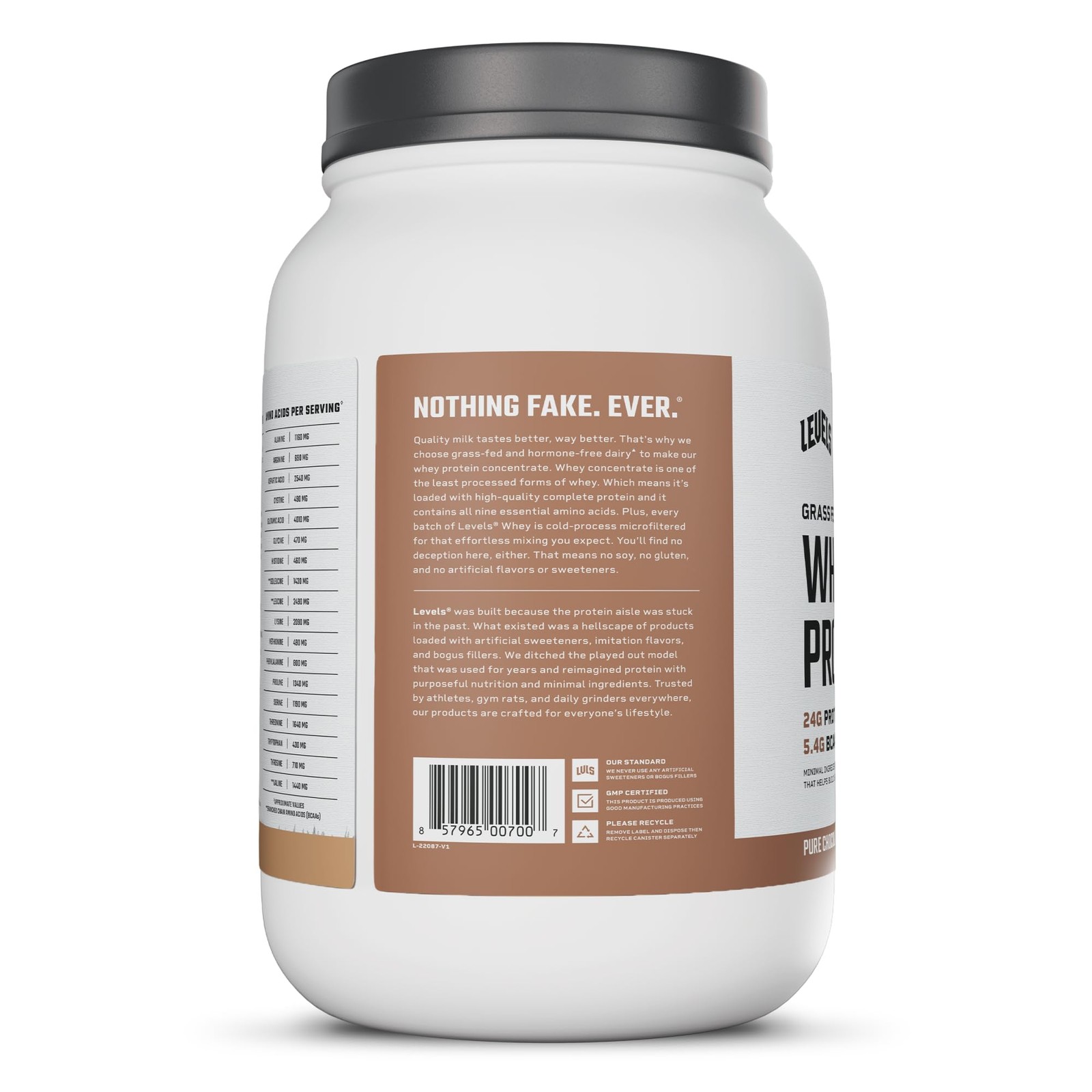 Levels Grass Fed Whey Protein Powder, No Artificials, 24G 2 Pound (Pack of 1)