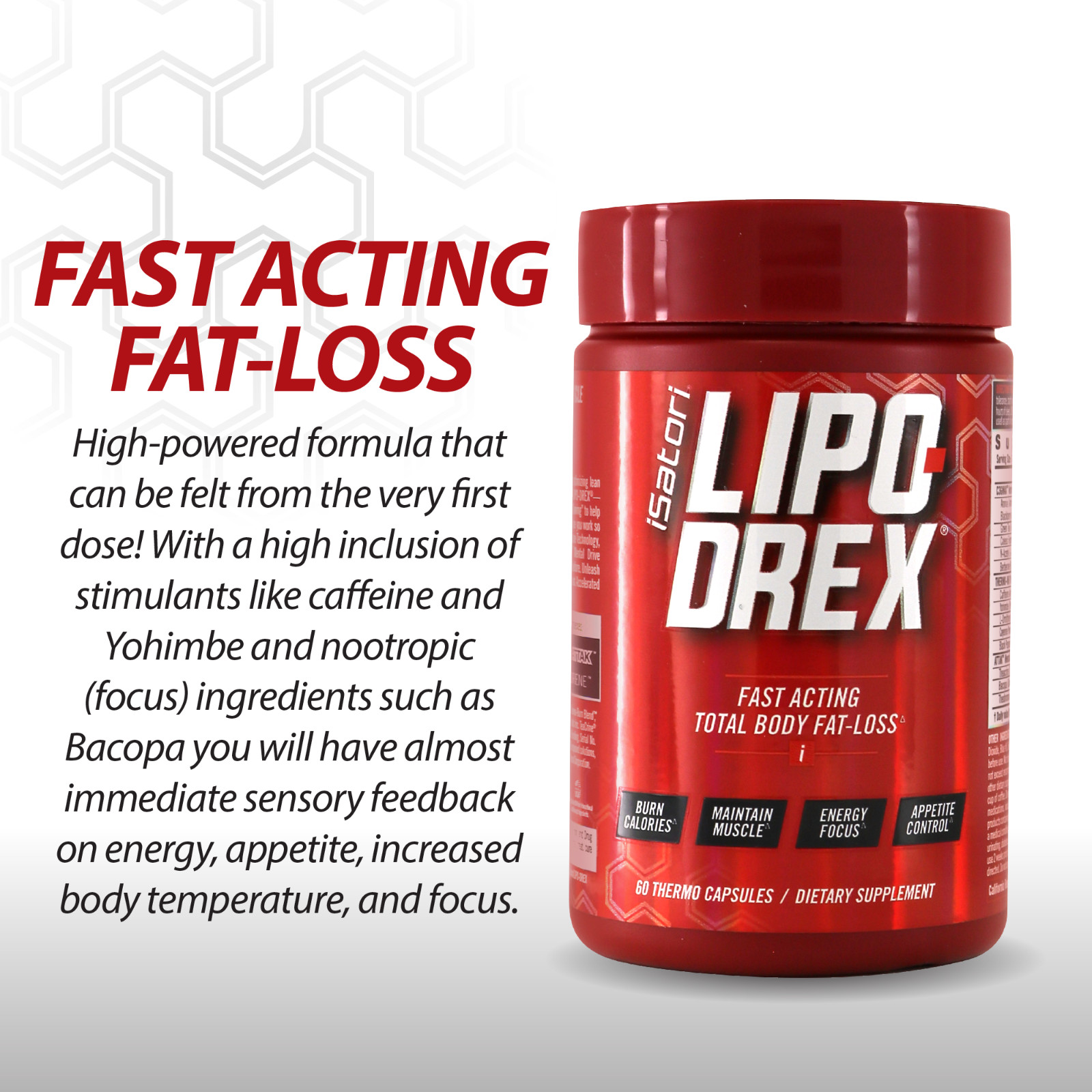 LIPO-DREX Total Body Fat Loss Thermogenic with Muscle Maintenance – 60 Capsules